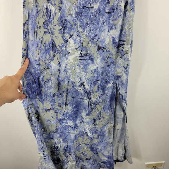 New Saints + Secrets Marbled Ruched Draped Cowl Bust Midi Slip Dress - Picture 8 of 15